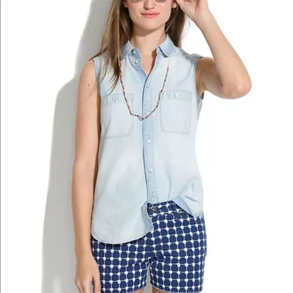 Madewell Sleeveless Chambray button down XXS EUC